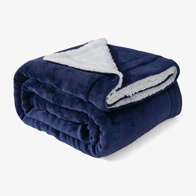 The Range Sherpa Fleece Reversible Throw Blanket - Navy / 230cm