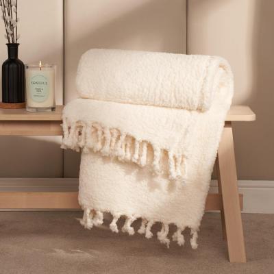 The Range Sherpa Tassel Blanket Throw - Charcoal