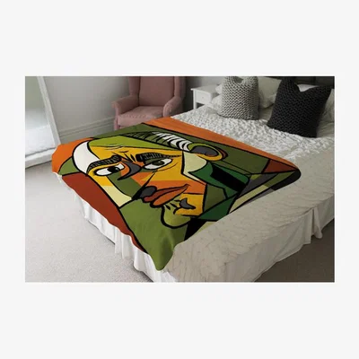 The Range Frowning Man Closeup Designer Blanket - Orange