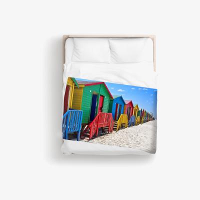 The Range Beach Huts At Muizenberg Beach, Cape Town Blanket - Blue