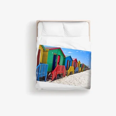The Range Beach Huts At Muizenberg Beach, Cape Town Blanket - Blue