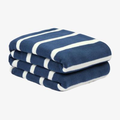 The Range Soft Stripe Print Polar Fleece Throw - Navy