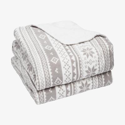 The Range Dreamscene Nordic Print Sherpa Fleece Soft Throw Blanket - Silver