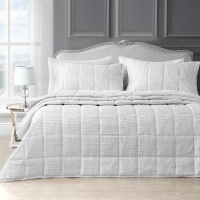 The Range Classic Waffle Weave Quilted Bedspread Set - White / 3.25kg / Single