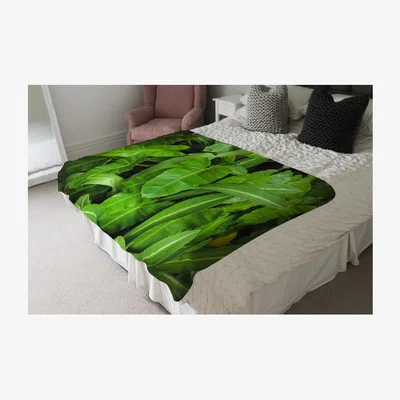The Range Abstract Background of Dark Green Leaves Designer Blanket - Green