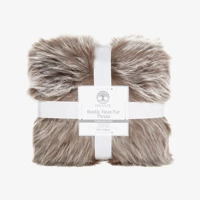 The Range Rustic Faux Fur Throw - Brown
