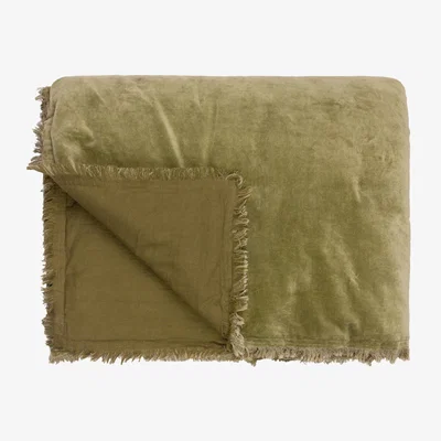 The Range Jaye Cotton Velvet Filled Bedspread - Moss