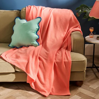 The Range OHS Plain Fleece Throw - Coral / 240cm