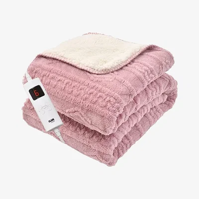 The Range GlamHaus Heated Throw Electric Blanket - Luxurious and Soft Design - Pink