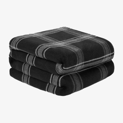 The Range Check Tartan Fleece Throw Blanket - Black