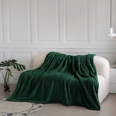 The Range Snug Soft Chunky Ribbed Cord Plush Throw Blanket - Emerald / 200x240