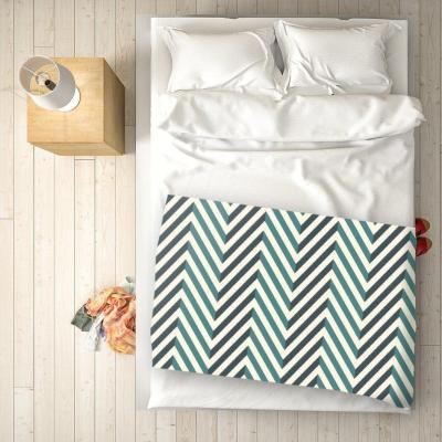 The Range Geometric Herringbone Chevron Blues Blanket - Green