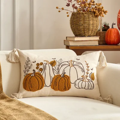 The Range Autumn Pumpkin Throw Pillow Covers - Neutral