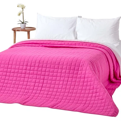 The Range Cotton Quilted Reversible Bedspread - Pink-Cerise