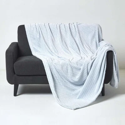 The Range Mora Faux Fur Velvet Throw - Pastal Blue / Small