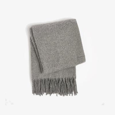 The Range Highams Teased Wool Soft Knit Tassel Fleece Blanket Throw - Silver / 200cm