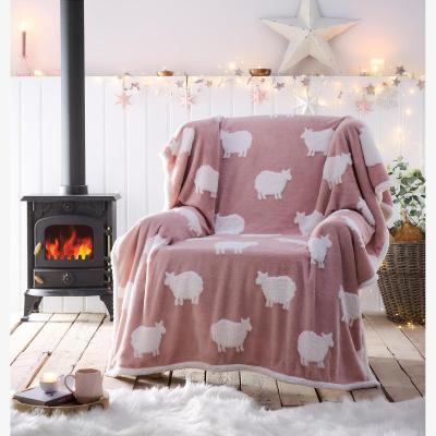 The Range Sheep Sherpa Fleece Throw 130x170cm Pink - Pink
