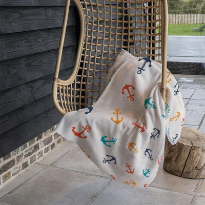 The Range Multi Coloured Anchors Blanket - Yellow