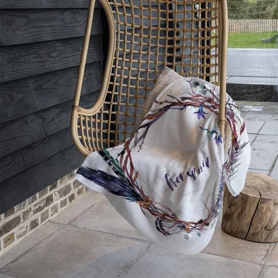 The Range Watercolor Boho Wreath Blanket - Purple