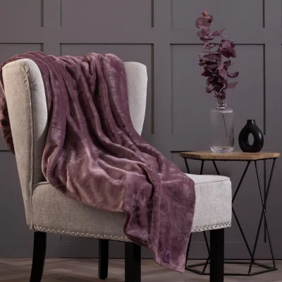 The Range Extra Soft Warm Large Luxury Thermal Fleece Throw Blanket - 180 x 200 cm - Mauve