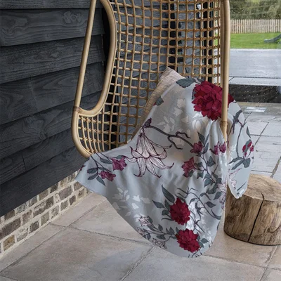 The Range Red  White Winter Floral Blanket - Red