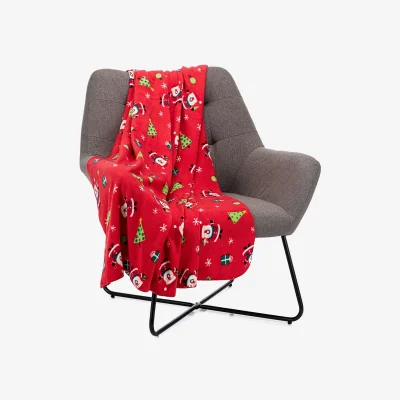 The Range Christmas Fleece Throw - Red / Santa