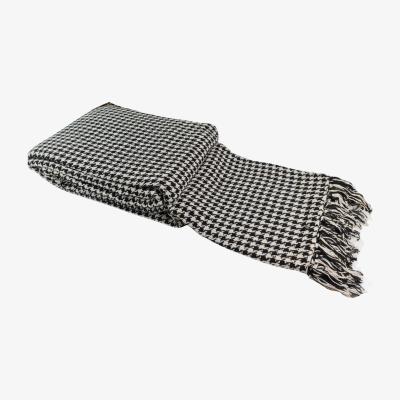 The Range Cotton Houndstooth X Large Throw  - Black