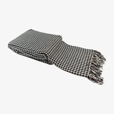 The Range Cotton Houndstooth X Large Throw  - Black