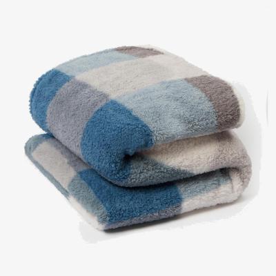 The Range Gingham Check Teddy Fleece Throw - Navy Blue