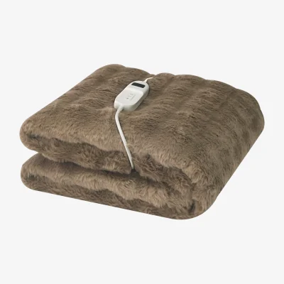 The Range Electric Faux Fur Heated Throw - Mocha