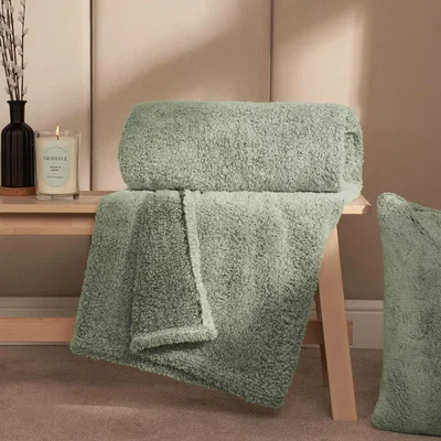 The Range Teddy Marl Fleece Blanket Throw - Forest Green / 150cm