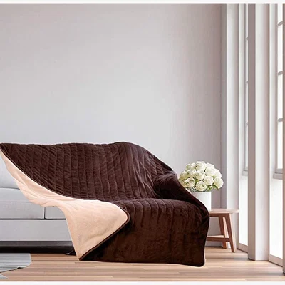 The Range Electric Heated Throw Over Blanket in Chocolate and Cream - Chocolate and Cream