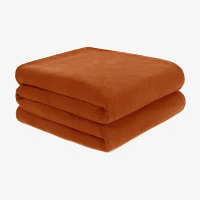 The Range Warm Soft Plain Fleece Throw Over Blanket - Rust / 150cm / 125cm