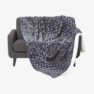 The Range Homescapes Geometric Triangle Velvet Throw - Dark Grey / 160cm