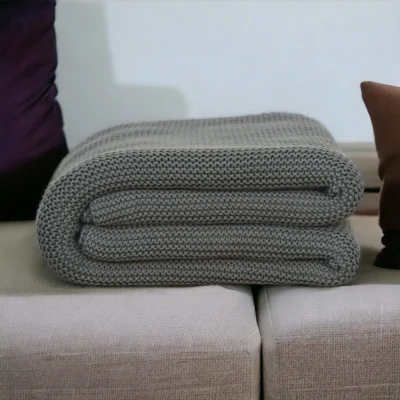 The Range Double Olive Green Knit Throw - Green