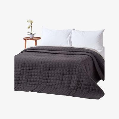 The Range Cotton Quilted Reversible Bedspread - Black-Grey