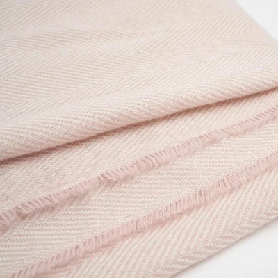The Range Highams Herringbone Chevron Tassel Knit Soft Throw - Pink