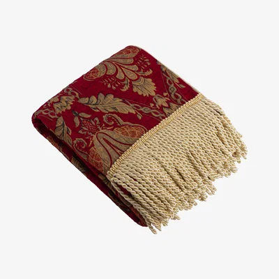 The Range Shiraz Traditional Jacquard Throw - Burgundy