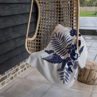 The Range Prints Of Navy Autumn Leaves Blanket - Blue