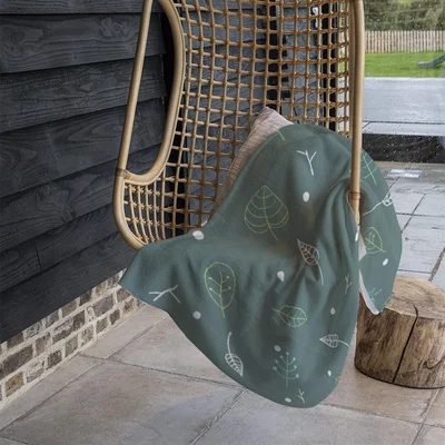 The Range Hand Drawn Leaves Blanket - Green