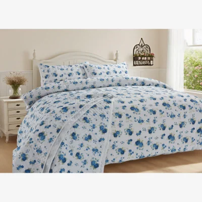 The Range Delicate Floral Printed Throw - Blue