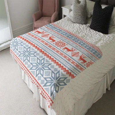 The Range Christmas Background With Deer Soft Blanket - Red