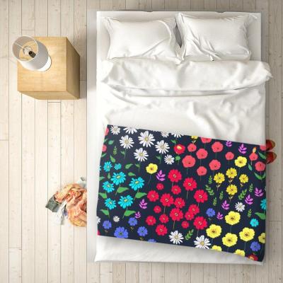 The Range Multicoloured Flower Pattern Blanket - Red