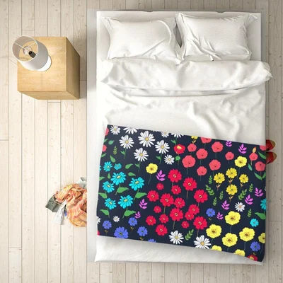 The Range Multicoloured Flower Pattern Blanket - Red