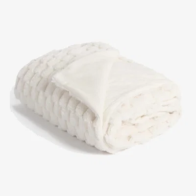 The Range Waffle Fleece Faux Fur Soft Blanket Throw - Cream
