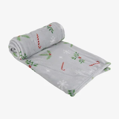 The Range Christmas Holly Throw - Grey