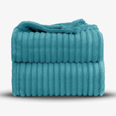 The Range Snug Soft Chunky Ribbed Cord Plush Throw Blanket - Teal  / 100x150
