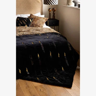 Rockett St George Reversible Black Lovestruck & Leopard Print Throw