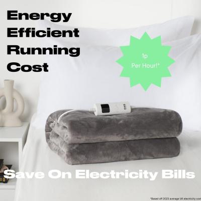 The Range Electric Heated Blanket Throw Over Large Fleece Winter Warm - Charcoal