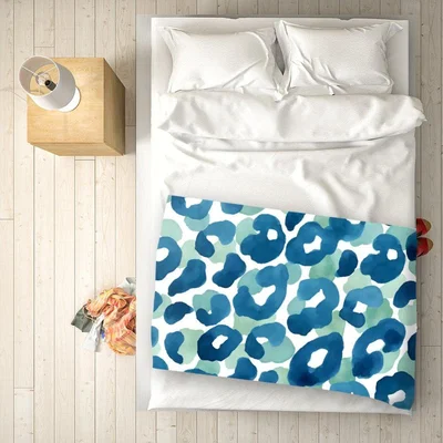 The Range Watercolour Leopard Print Blanket - Blue